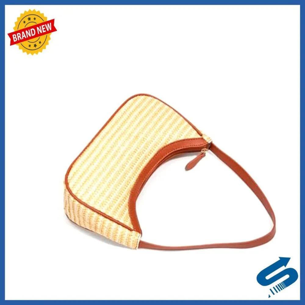 Woven Straw Crossbody Bag Lightweight Minimalist Top Handle Purse Chic